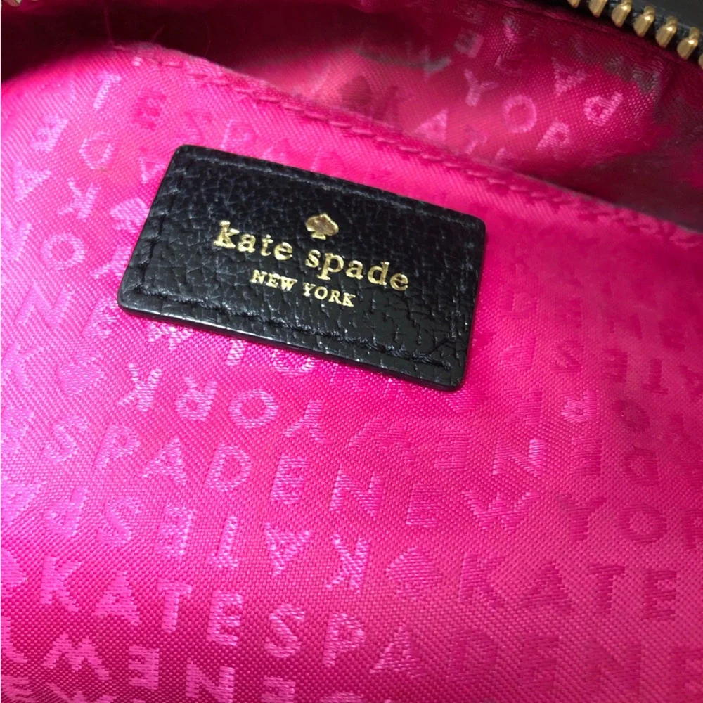 kate spade Black Pebbled Leather Dome Crossbody with Gold-Tone Logo